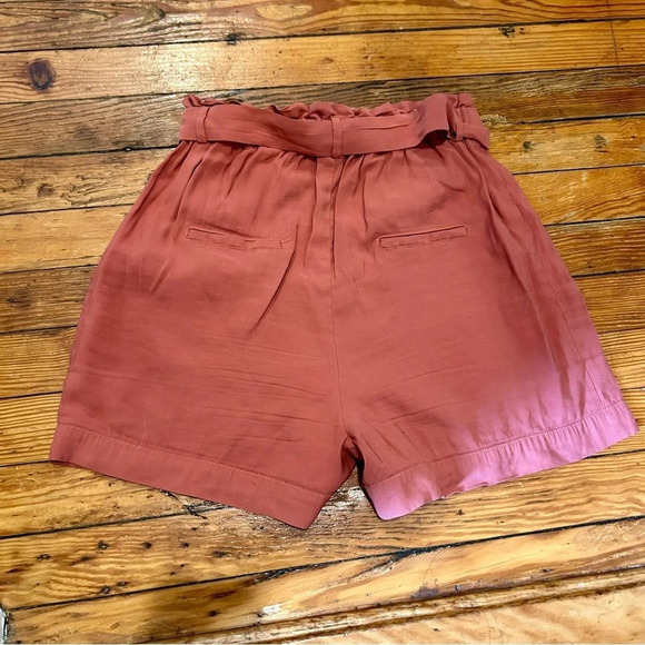 FRNCH Coral Red Flowy Paper Bag Trouser Shorts - Picture 6 of 8